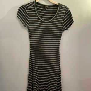 Green and white striped T-shirt dress